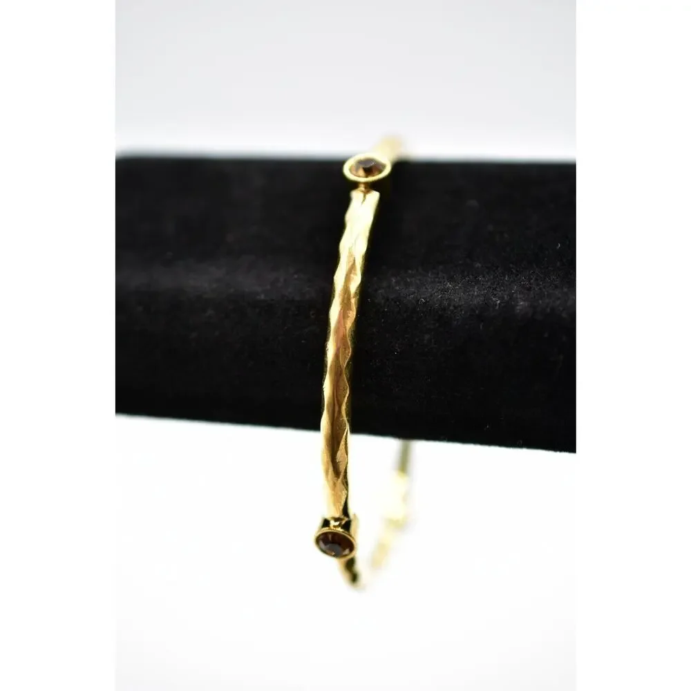 Graziano Bangle Bracelet Sparkling Rhinestone Crystal Gold Signed 1990s Bin7